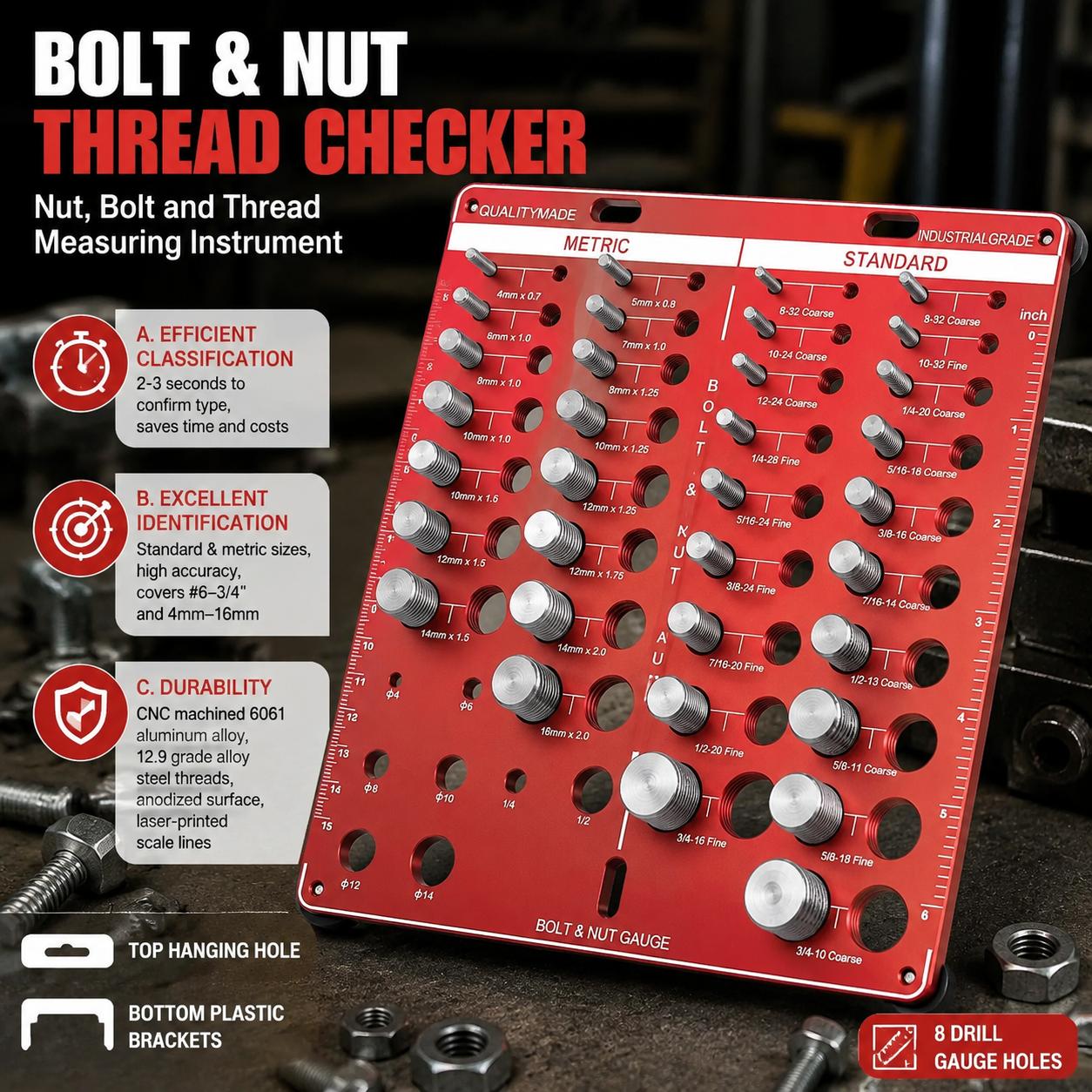 Woodworking Essential Tools - Set di calibri per filetti di