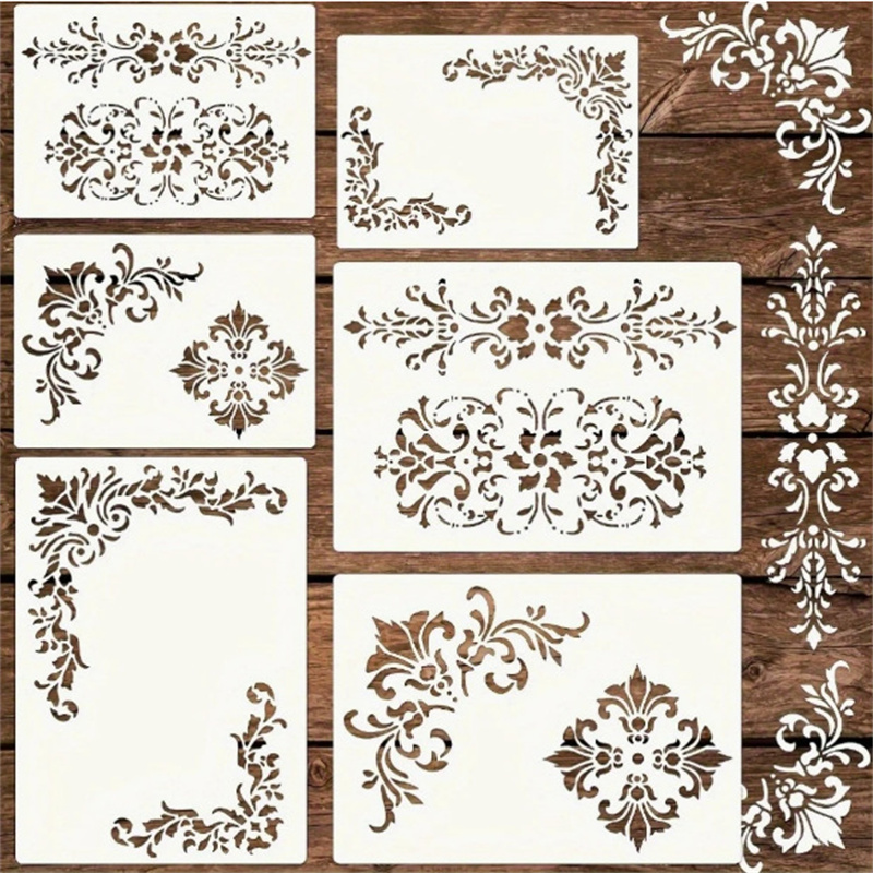 Woodworking Veneer - Set di 6 Stencil Floreali per