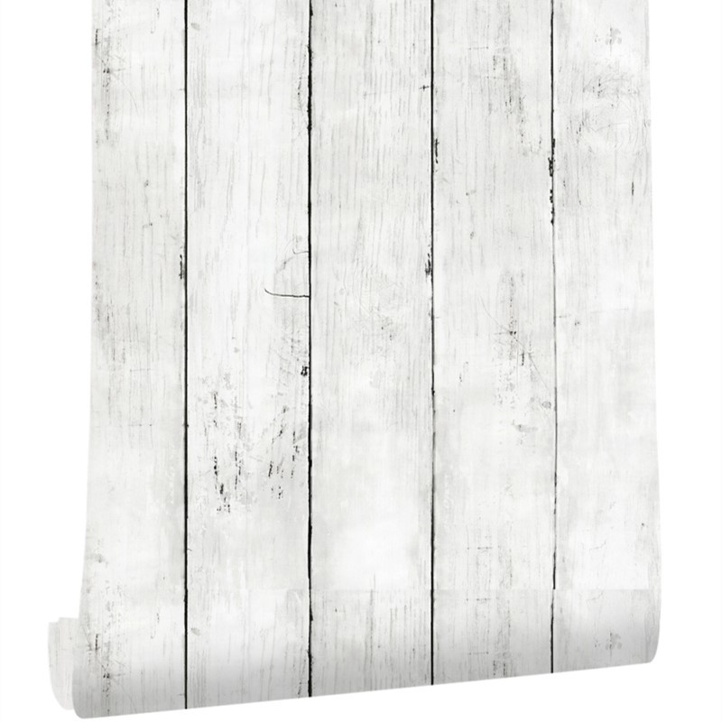 Woodworking Wallpaper - Avorio bianco retro imitazione legno modello
